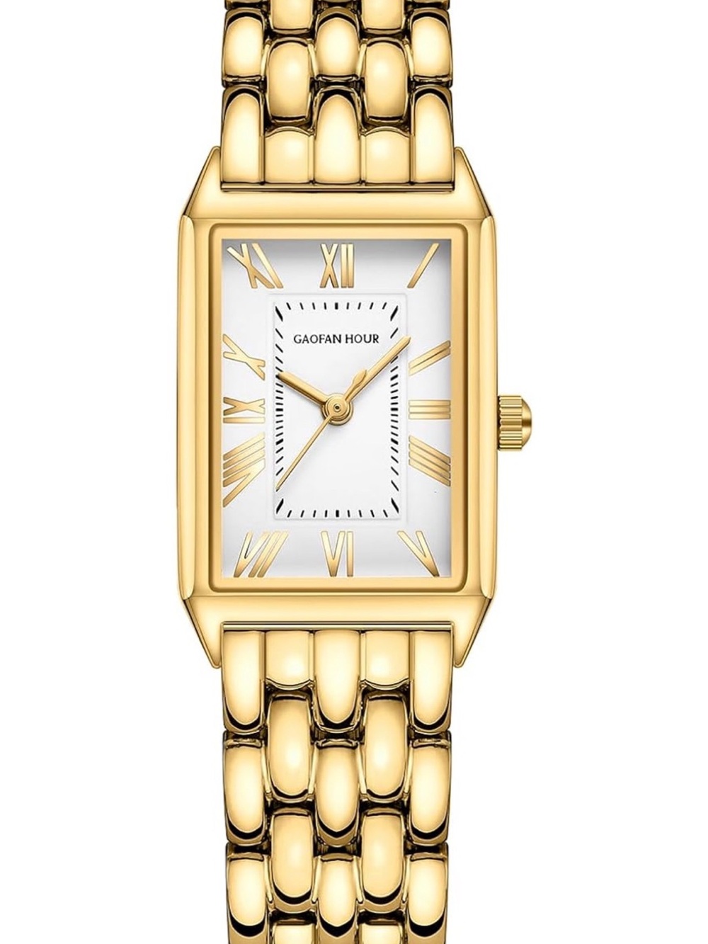 Vagabond House Gold Tone White Dial Rectangular Bracelet Watch